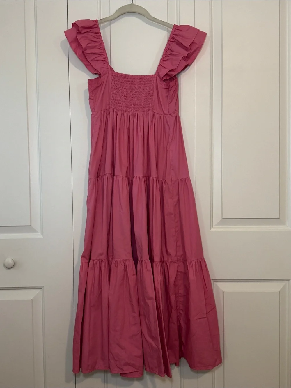 Abercrombie Pink Tiered Ruffle-Sleeve Maxi Dress